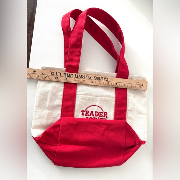 The Viral Trader Joe's Mini Canvas Tote Bag in Original Red NWOT - Picture 6 of 6